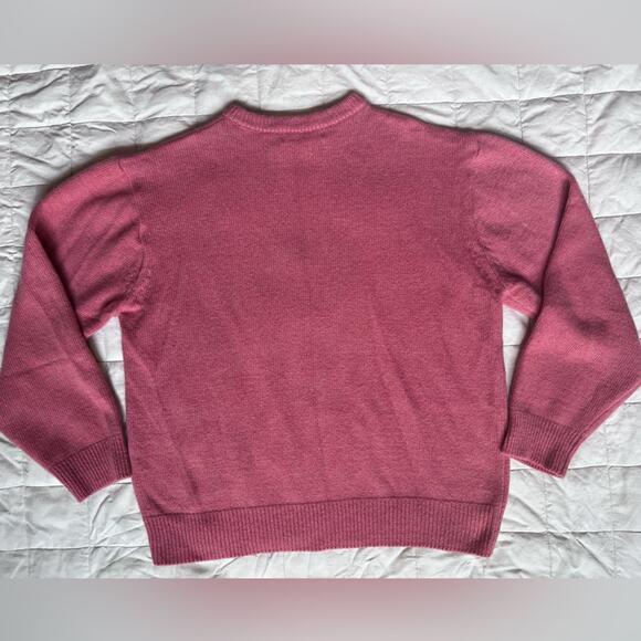 Mister Child Spell Out Wool Blend Pink Smiley Graphic Sweater Korean K Pop -M - Picture 2 of 7